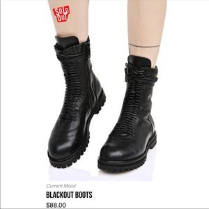 Dolls Kill Current Mood Lace Up Black Combat Boots